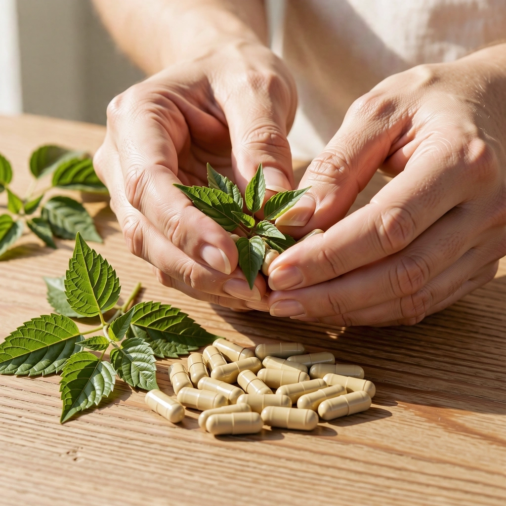 Ingredientes naturais e cápsulas